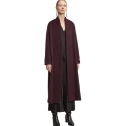 Ottod'Ame - Long Coat with Faux Leather Belt - Bordeaux - Jacket - Luxury Exclusive Collection - Avvenice