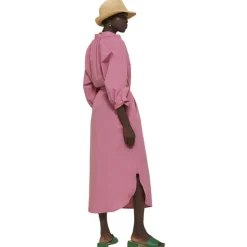 Ottod'Ame - Long Cotton Dress with Korean Neck - Pink - Dresses - Luxury Exclusive Collection - Avvenice