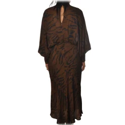 Ottod'Ame - Long Dress in Animalier Pattern - Brown - Dresses - Luxury Exclusive Collection - Avvenice