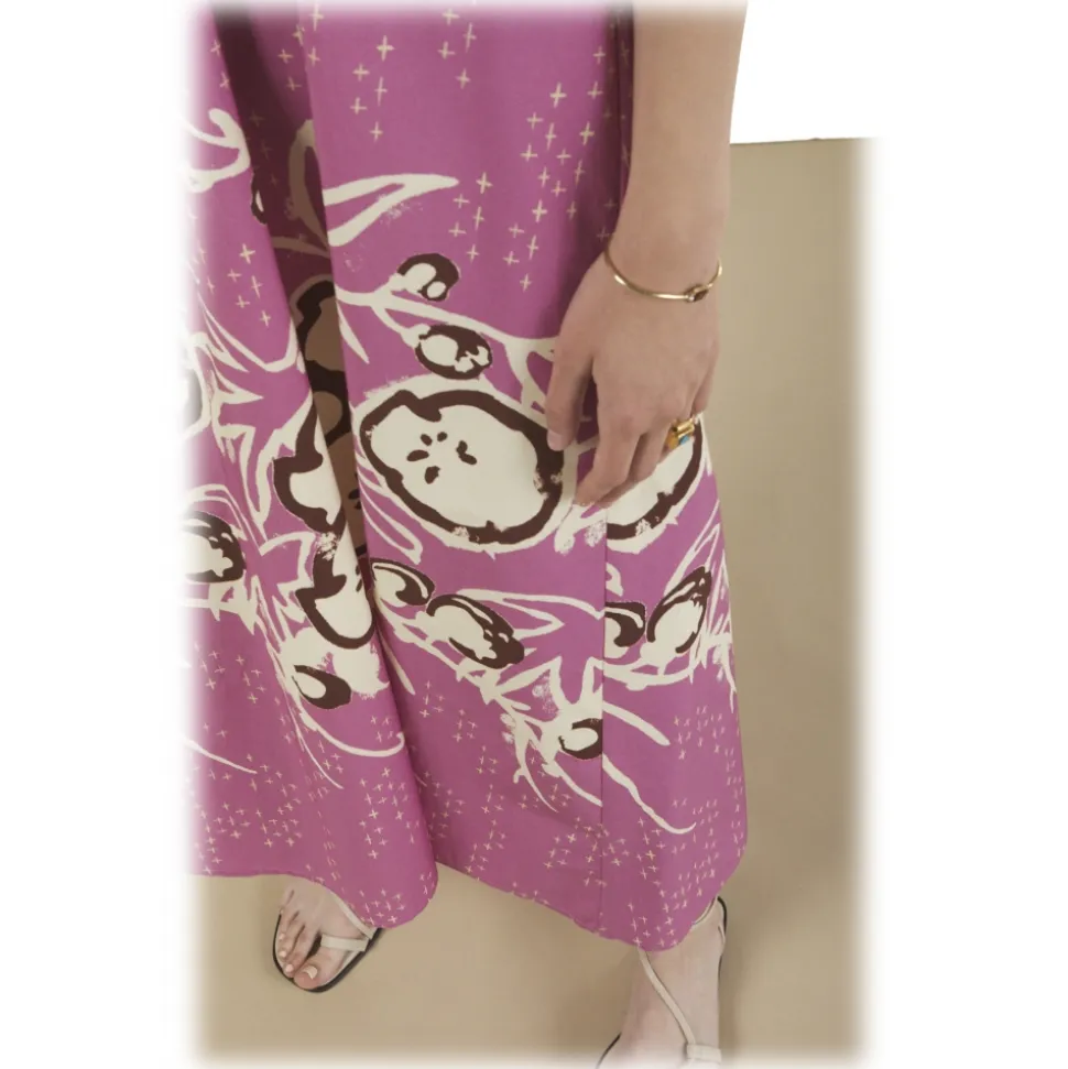 Ottod'Ame - Long Dress in Floral Pattern - Pink - Dresses - Luxury Exclusive Collection - Avvenice