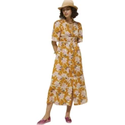 Ottod'Ame - Long Dress in Floral Pattern Cotton - Orange - Dresses - Luxury Exclusive Collection - Avvenice