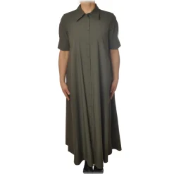 Ottod'Ame - Long Dress with Buttons - Military Green - Dresses - Luxury Exclusive Collection - Avvenice