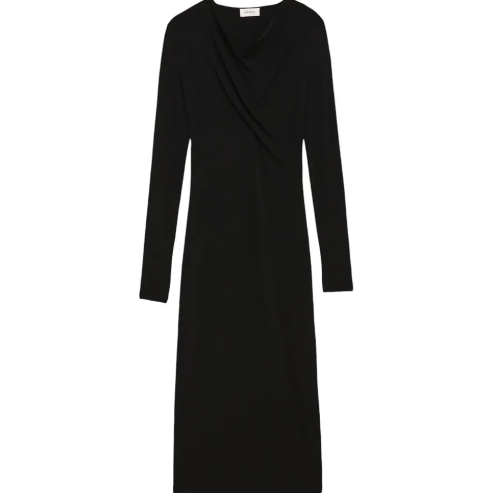Ottod'Ame - Long Dress with Drapes and Dences - Black - Dresses - Luxury Exclusive Collection - Avvenice