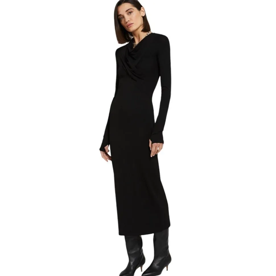 Ottod'Ame - Long Dress with Drapes and Dences - Black - Dresses - Luxury Exclusive Collection - Avvenice