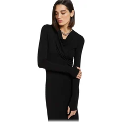 Ottod'Ame - Long Dress with Drapes and Dences - Black - Dresses - Luxury Exclusive Collection - Avvenice