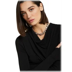 Ottod'Ame - Long Dress with Drapes and Dences - Black - Dresses - Luxury Exclusive Collection - Avvenice