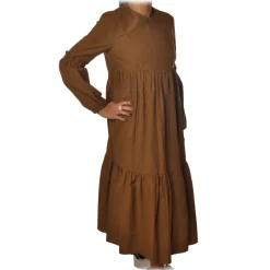 Ottod'Ame - Long Dress with Flounces - Caramel - Dresses - Luxury Exclusive Collection - Avvenice