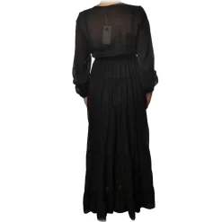 Ottod'Ame - Long Dress with Flounces - Black - Dresses - Luxury Exclusive Collection - Avvenice