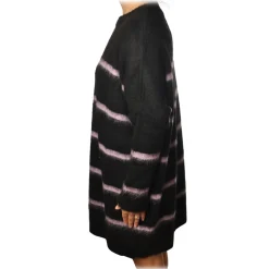 Ottod'Ame - Long Sweater in Striped Pattern - Black/Lilac - Sweater - Luxury Exclusive Collection - Avvenice
