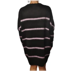 Ottod'Ame - Long Sweater in Striped Pattern - Black/Lilac - Sweater - Luxury Exclusive Collection - Avvenice