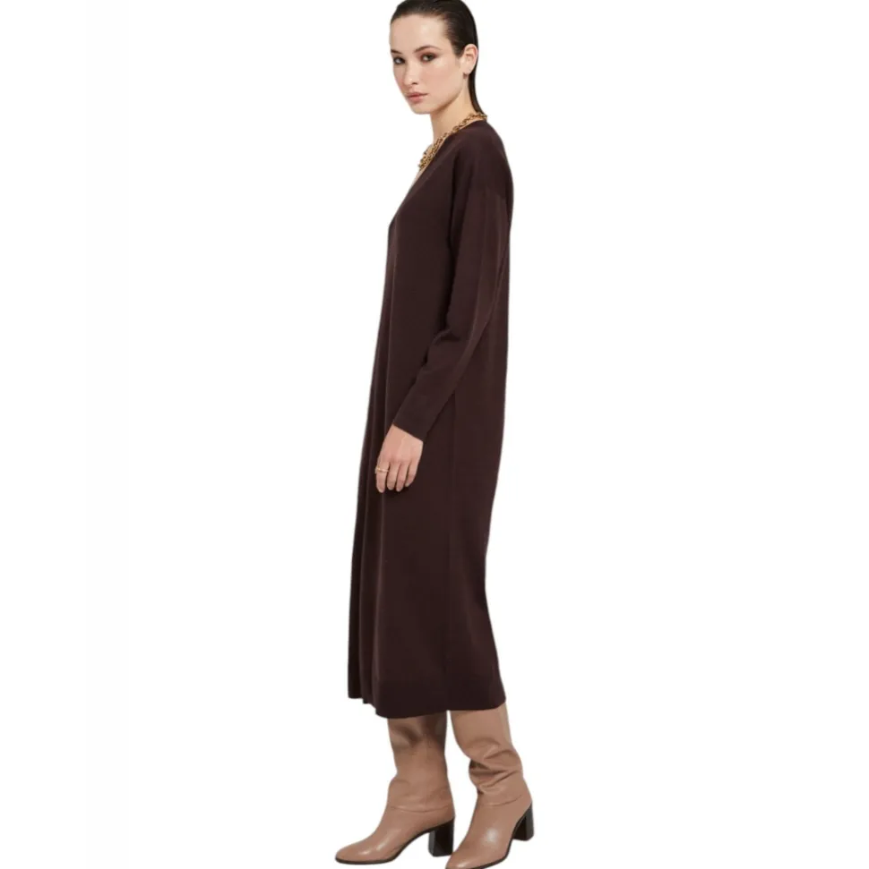 Ottod'Ame - Merino Wool Long Dress - Brown - Dresses - Luxury Exclusive Collection - Avvenice