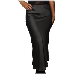 Ottod'Ame - Midi Skirt Satin Effect - Smoke - Skirt - Luxury Exclusive Collection - Avvenice