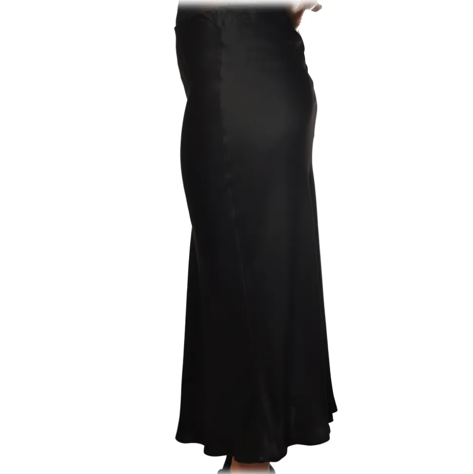 Ottod'Ame - Midi Skirt Satin Effect - Black - Skirt - Luxury Exclusive Collection - Avvenice