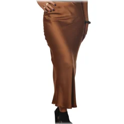 Ottod'Ame - Midi Skirt Satin Effect - Caramel - Skirt - Luxury Exclusive Collection - Avvenice