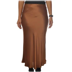 Ottod'Ame - Midi Skirt Satin Effect - Caramel - Skirt - Luxury Exclusive Collection - Avvenice