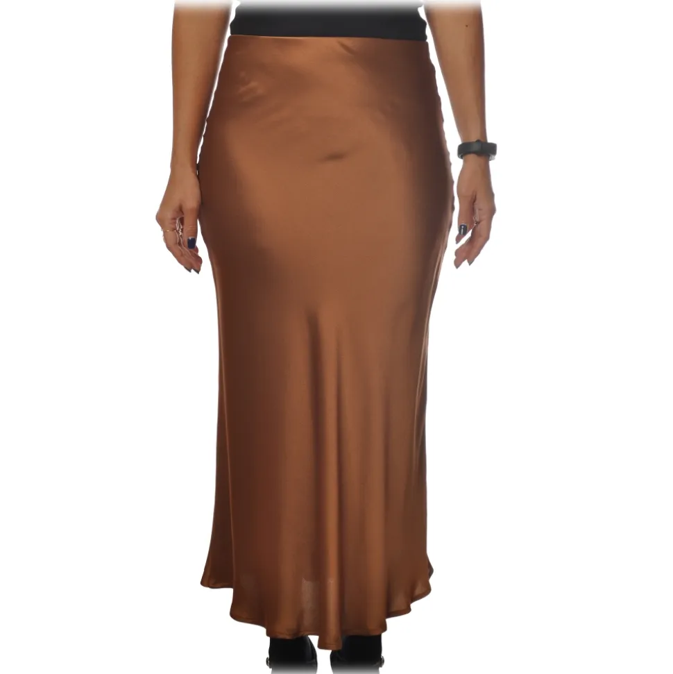 Ottod'Ame - Midi Skirt Satin Effect - Caramel - Skirt - Luxury Exclusive Collection - Avvenice