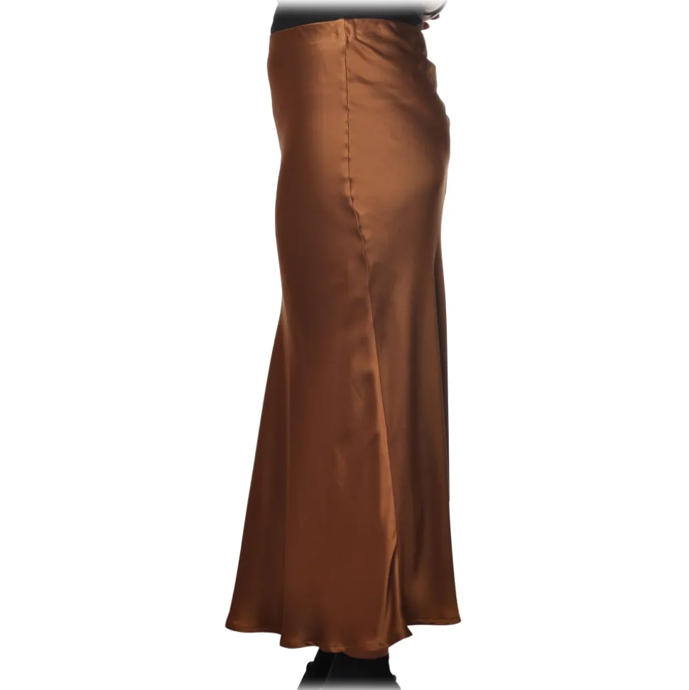 Ottod'Ame - Midi Skirt Satin Effect - Caramel - Skirt - Luxury Exclusive Collection - Avvenice