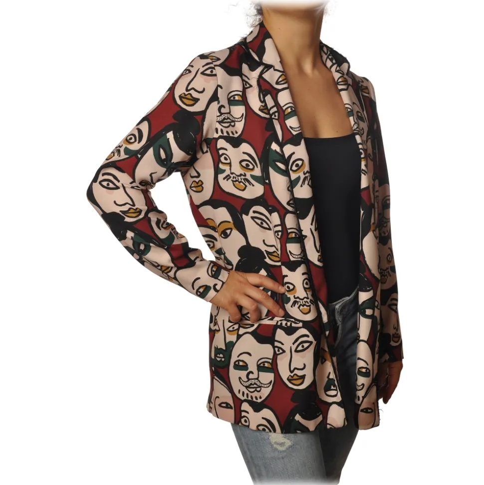 Ottod'Ame - Multicolor Pattern Jacket - Bordeaux - Jacket - Luxury Exclusive Collection - Avvenice