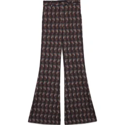 Ottod'Ame - Optical Pattern Flared Trousers - Brown - Trousers - Luxury Exclusive Collection - Avvenice