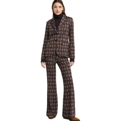Ottod'Ame - Optical Pattern Flared Trousers - Brown - Trousers - Luxury Exclusive Collection - Avvenice