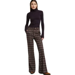 Ottod'Ame - Optical Pattern Flared Trousers - Brown - Trousers - Luxury Exclusive Collection - Avvenice
