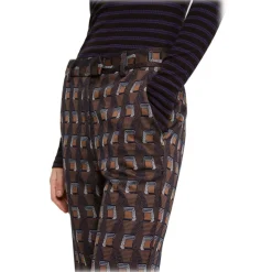 Ottod'Ame - Optical Pattern Flared Trousers - Brown - Trousers - Luxury Exclusive Collection - Avvenice