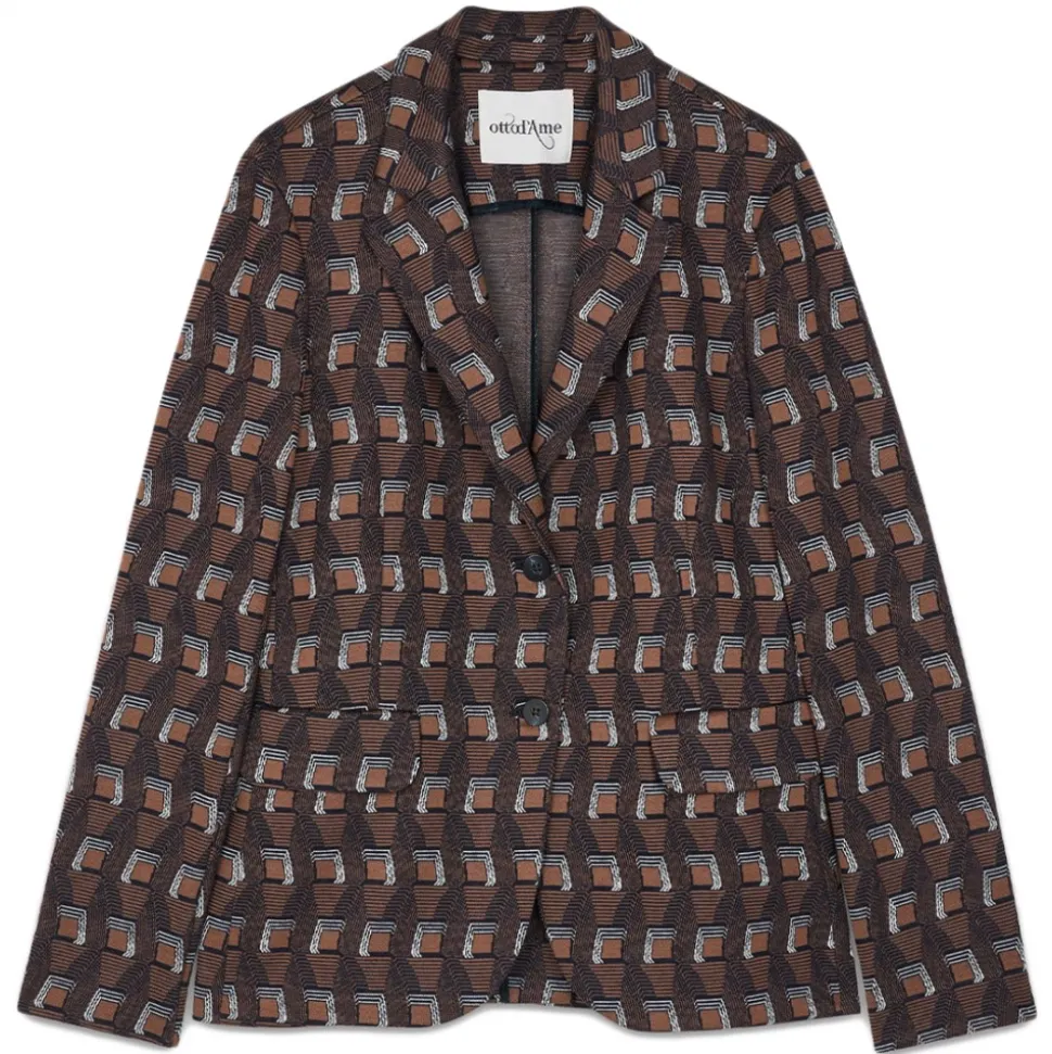 Ottod'Ame - Optical Pattern Waisted Jacket - Brown - Jacket - Luxury Exclusive Collection - Avvenice