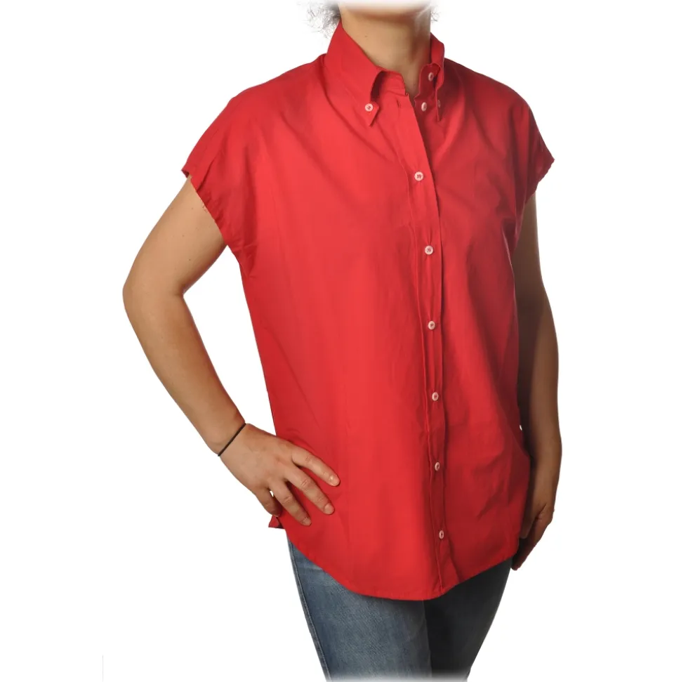 Ottod'Ame - Oversized Sleeveless Shirt - Red - Shirt - Luxury Exclusive Collection - Avvenice