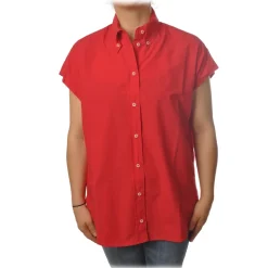 Ottod'Ame - Oversized Sleeveless Shirt - Red - Shirt - Luxury Exclusive Collection - Avvenice
