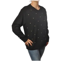 Ottod'Ame - Oversized Sweatshirt with Bezel - Black - Sweatshirt - Luxury Exclusive Collection - Avvenice