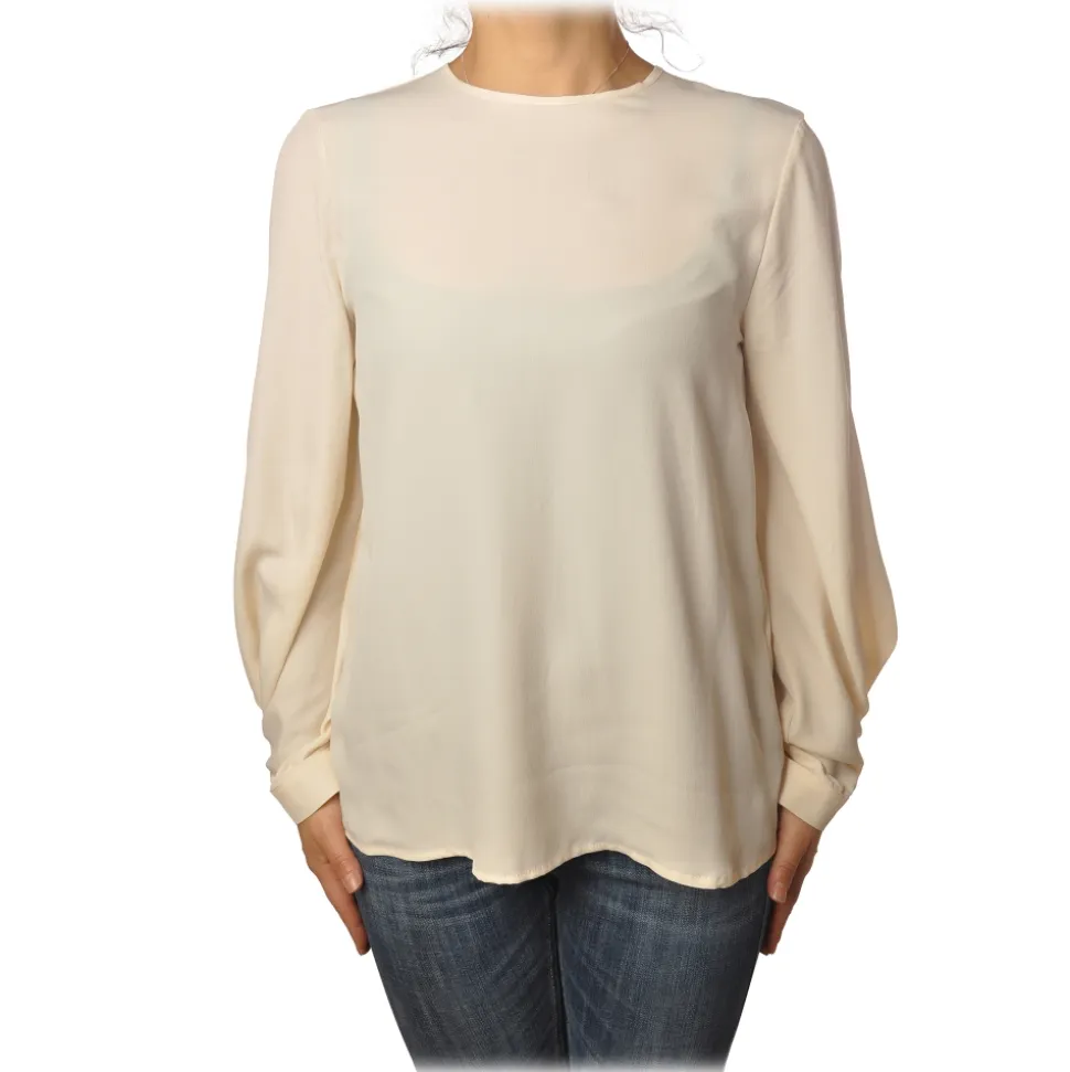 Ottod'Ame - Round-Neck Shirt with Long Sleeve - Vanilla - Shirt - Luxury Exclusive Collection - Avvenice