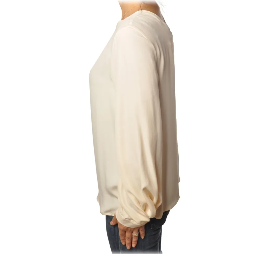 Ottod'Ame - Round-Neck Shirt with Long Sleeve - Vanilla - Shirt - Luxury Exclusive Collection - Avvenice