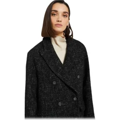 Ottod'Ame - Salt and Pepper Fabric Long Coat - Black - Jacket - Luxury Exclusive Collection - Avvenice