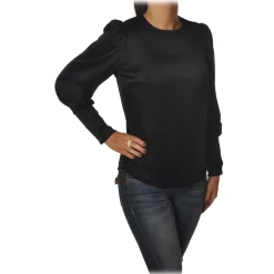 Ottod'Ame - Satin Shirt with Puff Sleeve - Black - Shirt - Luxury Exclusive Collection - Avvenice