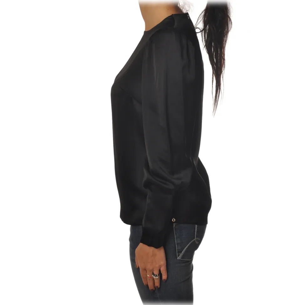 Ottod'Ame - Satin Shirt with Puff Sleeve - Black - Shirt - Luxury Exclusive Collection - Avvenice