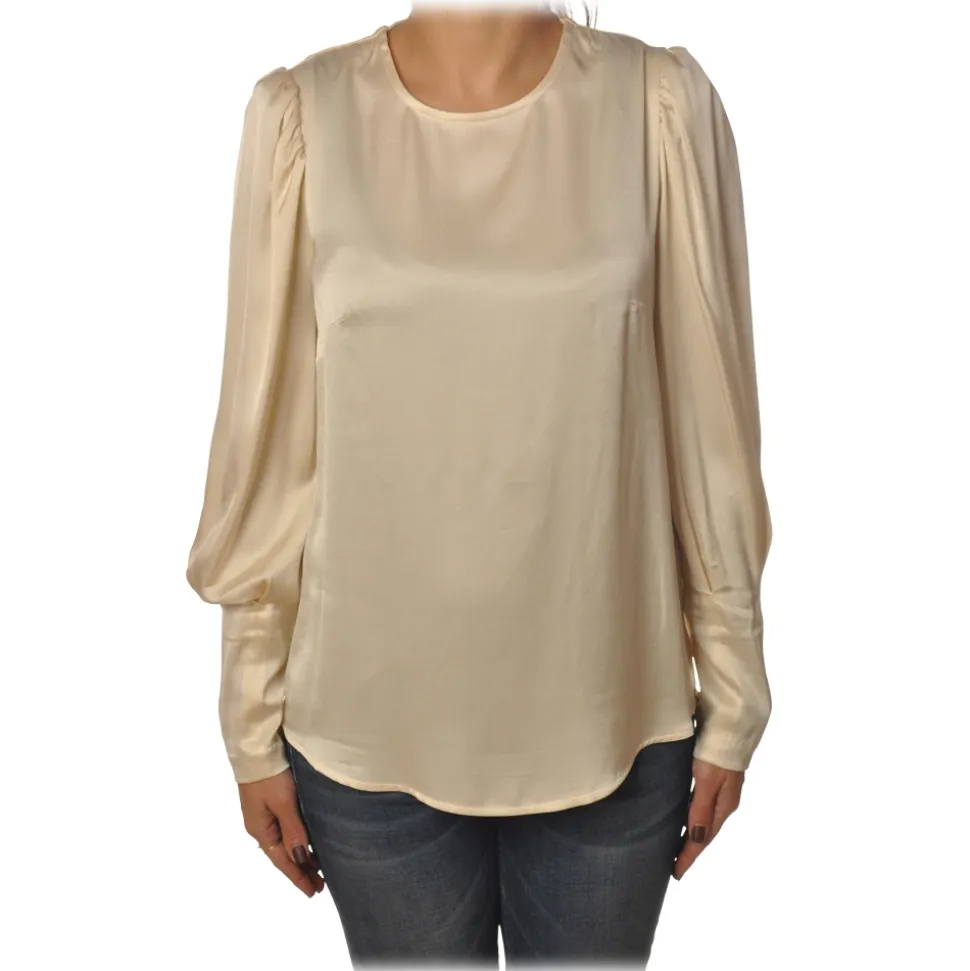 Ottod'Ame - Satin Shirt with Puff Sleeve - Vanilla - Shirt - Luxury Exclusive Collection - Avvenice