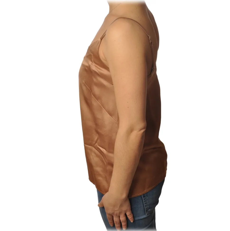 Ottod'Ame - Satin Tank Top - Beige - Top - Luxury Exclusive Collection - Avvenice