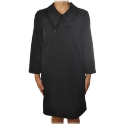 Ottod'Ame - Shirt Collar Dress with Beads - Black - Dresses - Luxury Exclusive Collection - Avvenice