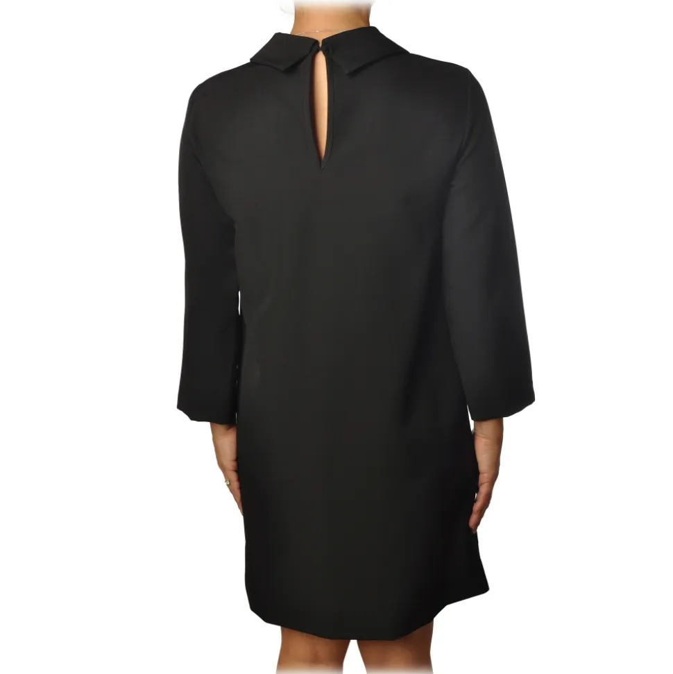 Ottod'Ame - Shirt Collar Dress with Beads - Black - Dresses - Luxury Exclusive Collection - Avvenice