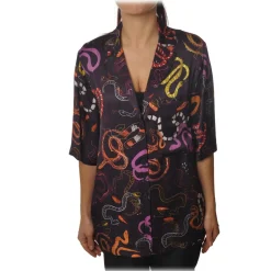 Ottod'Ame - Shirt in Multicolor Abstract Pattern - Purple - Shirt - Luxury Exclusive Collection - Avvenice