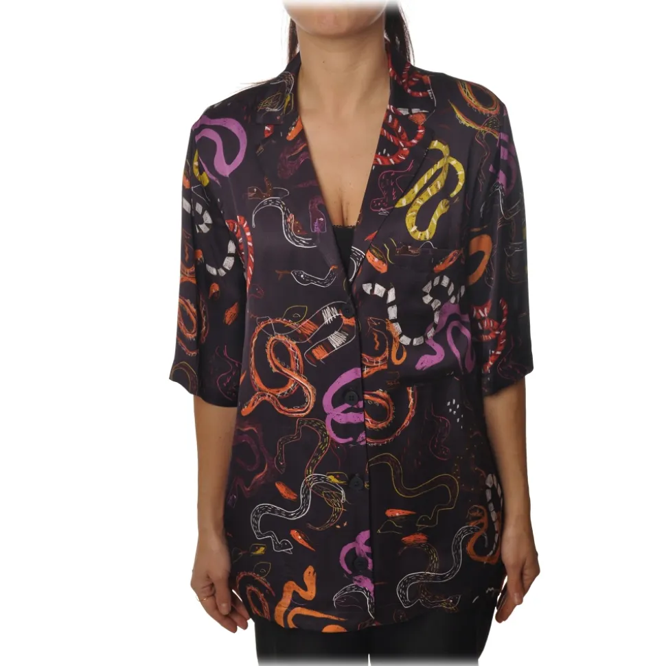 Ottod'Ame - Shirt in Multicolor Abstract Pattern - Purple - Shirt - Luxury Exclusive Collection - Avvenice