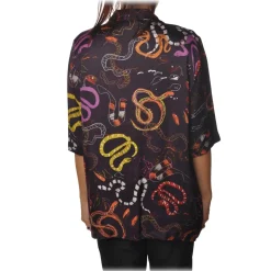 Ottod'Ame - Shirt in Multicolor Abstract Pattern - Purple - Shirt - Luxury Exclusive Collection - Avvenice