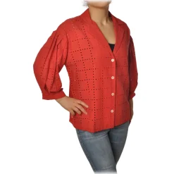 Ottod'Ame - Shirt With 3/4 Sleeves - Red - Shirt - Luxury Exclusive Collection - Avvenice