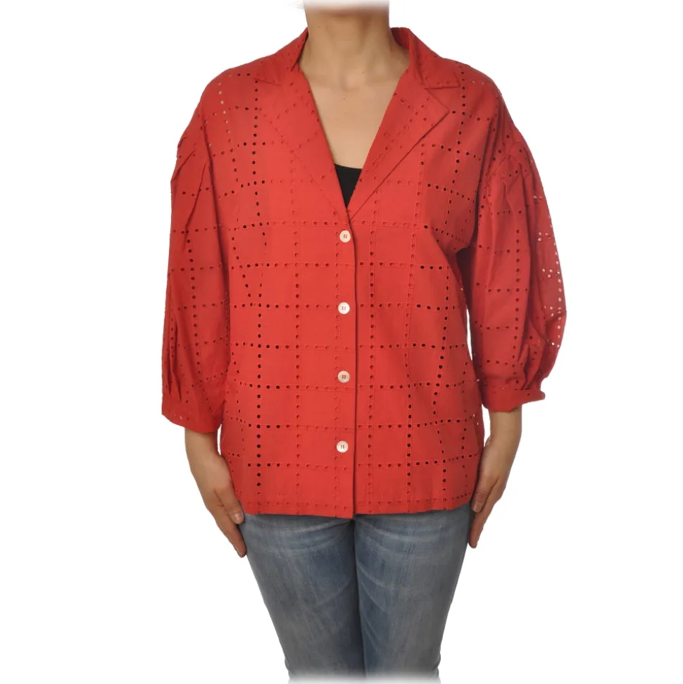 Ottod'Ame - Shirt With 3/4 Sleeves - Red - Shirt - Luxury Exclusive Collection - Avvenice