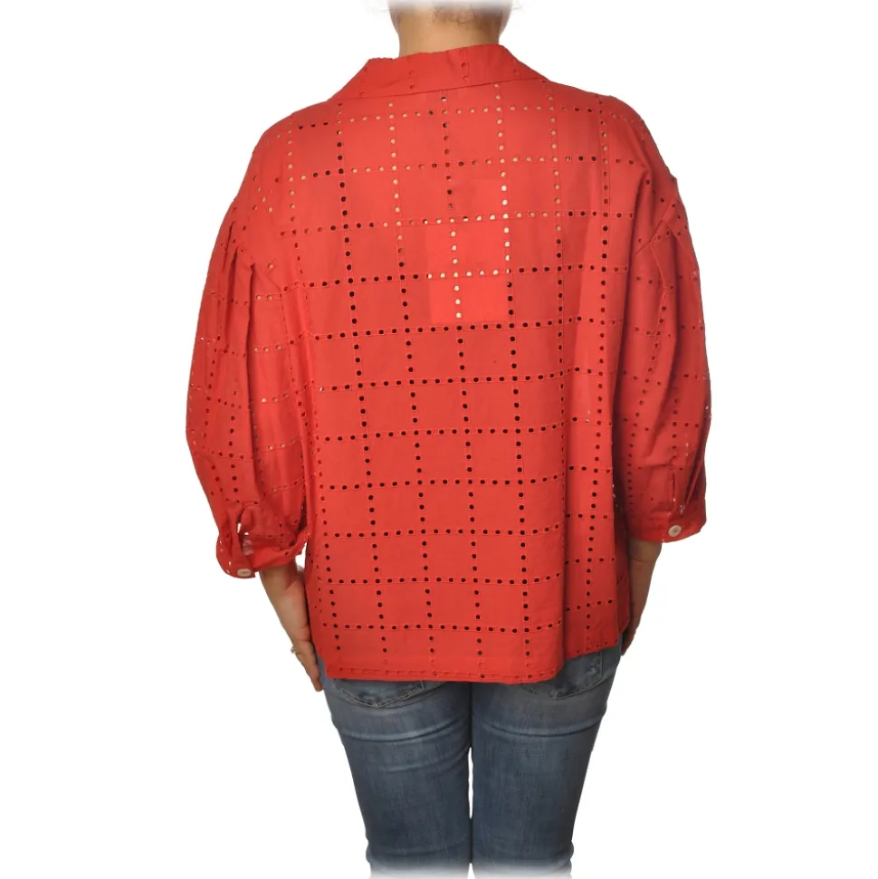 Ottod'Ame - Shirt With 3/4 Sleeves - Red - Shirt - Luxury Exclusive Collection - Avvenice