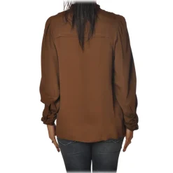 Ottod'Ame - Shirt with Puff Sleeve - Tobacco - Shirt - Luxury Exclusive Collection - Avvenice