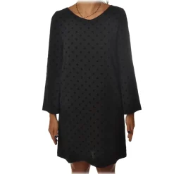 Ottod'Ame - Short Dress with Velvet Polka Dots - Black - Dresses - Luxury Exclusive Collection - Avvenice