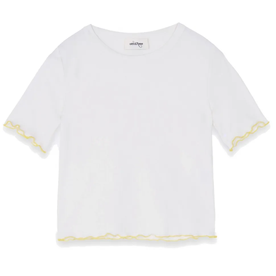 Ottod'Ame - Short T-Shirt with Coloured Hem - White - T-Shirt - Luxury Exclusive Collection - Avvenice