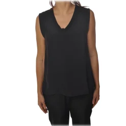 Ottod'Ame - Silk Tank Top with Wide Shoulder Strap - Black - Top - Luxury Exclusive Collection - Avvenice