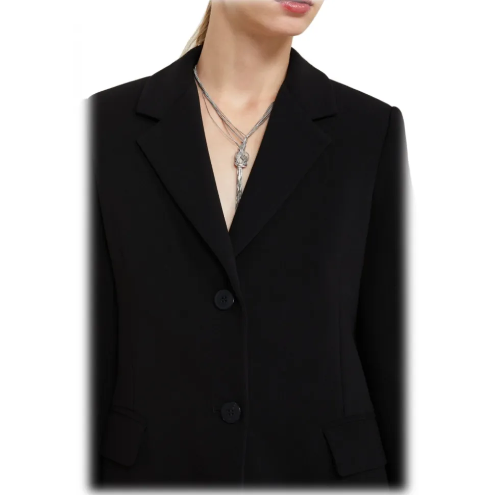 Ottod'Ame - Single Breasted Combed Wool Jacket - Black - Jacket - Luxury Exclusive Collection - Avvenice
